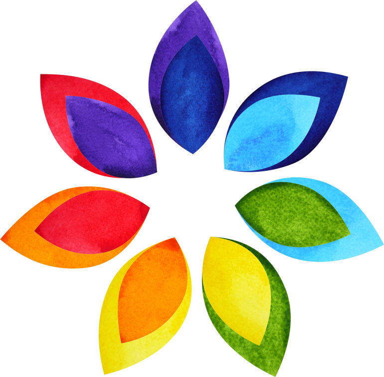 rainbow flower mandala symbol in watercolor